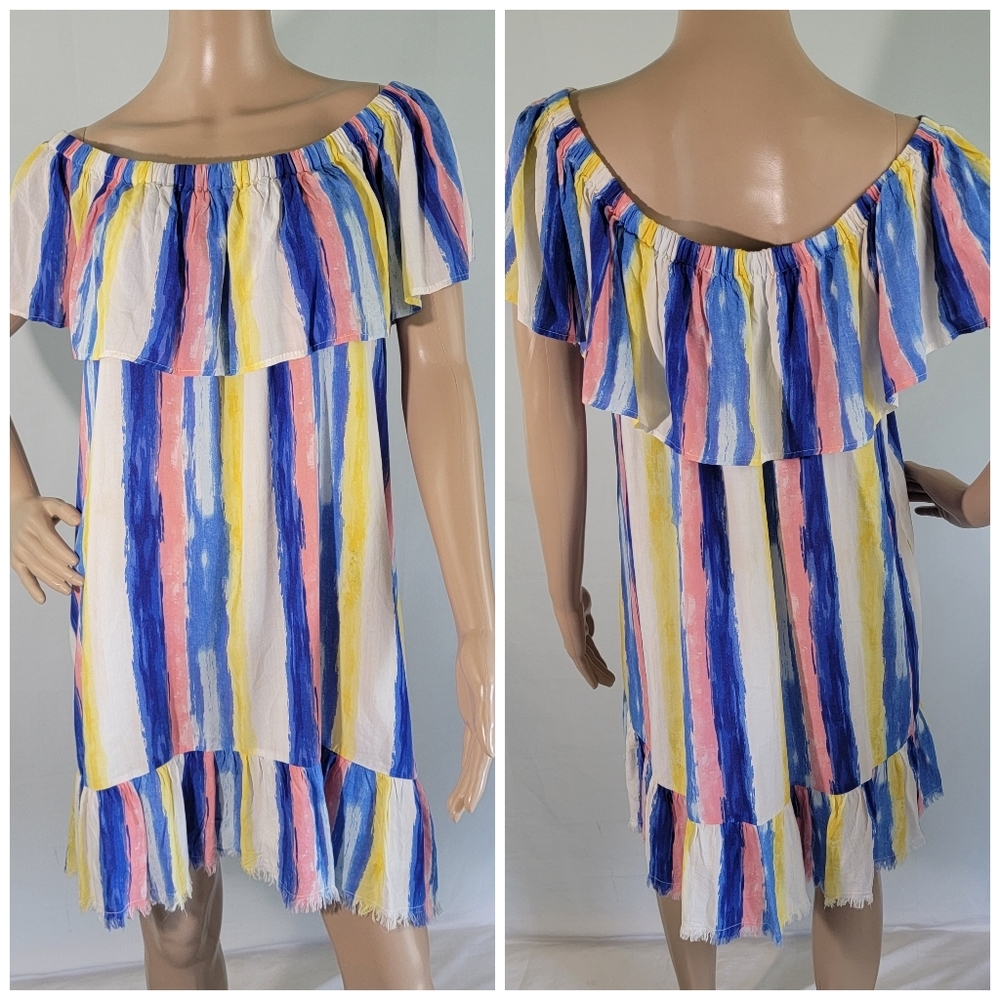 Umgee Yellow and Blue Ruffled Off-the-Shoulder Sundress - Picture 12 of 12